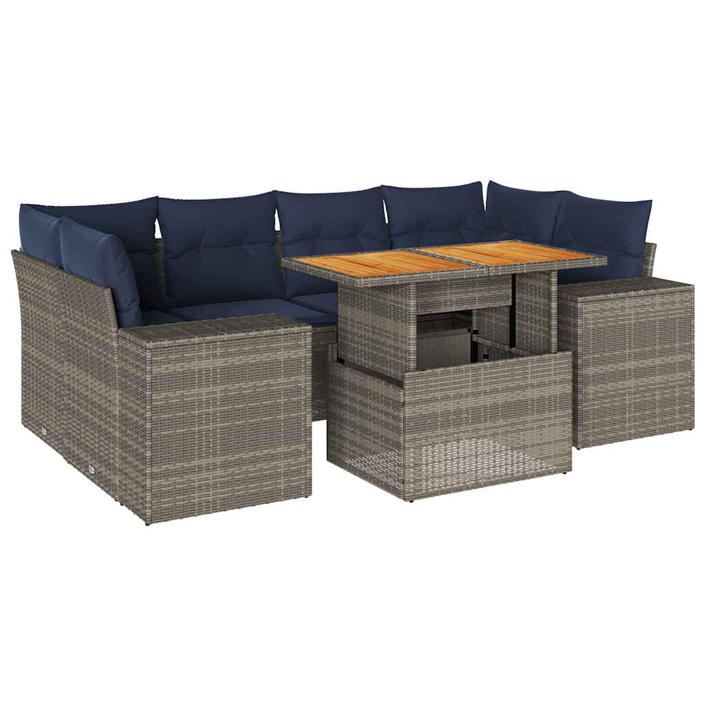 7-dijelni set vrtnih sofa sivi od poliratana