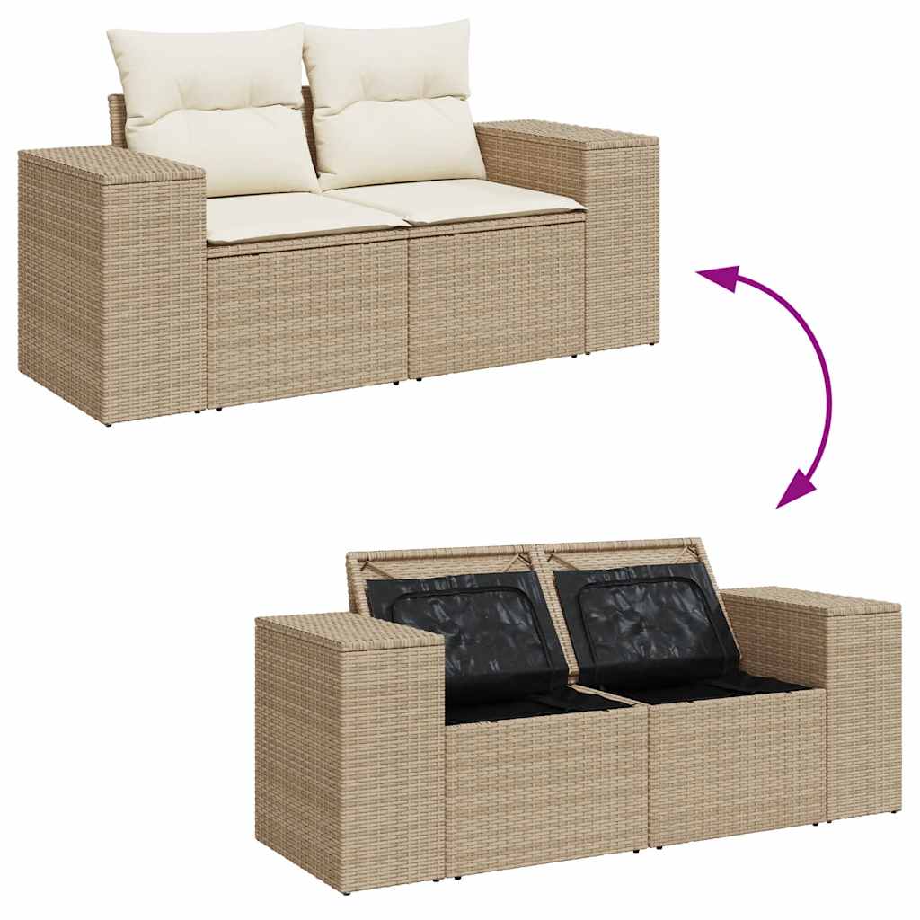 9-dijelni set vrtnih sofa s jastucima bež od poliratana