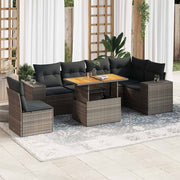 7-dijelni set vrtnih sofa sivi od poliratana