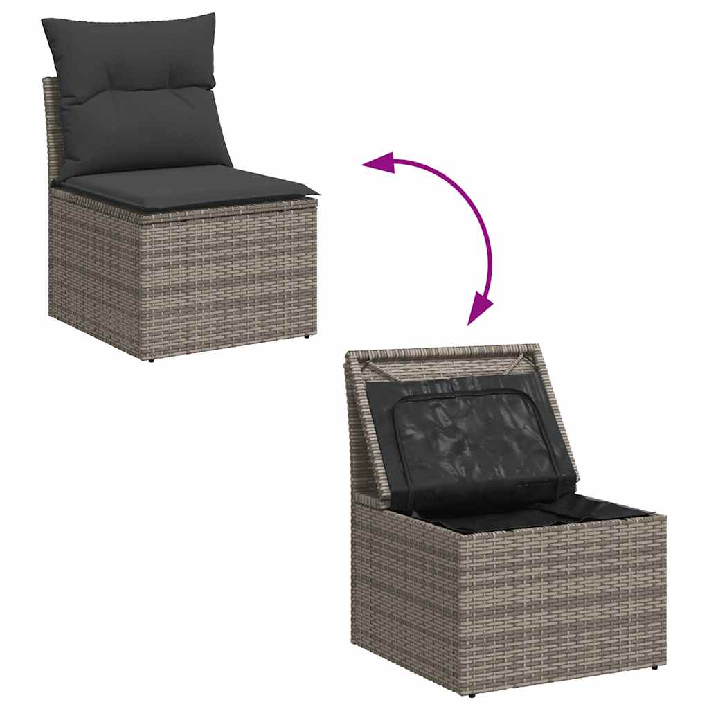 9-dijelni set vrtnih sofa od poliratana s jastucima sivi