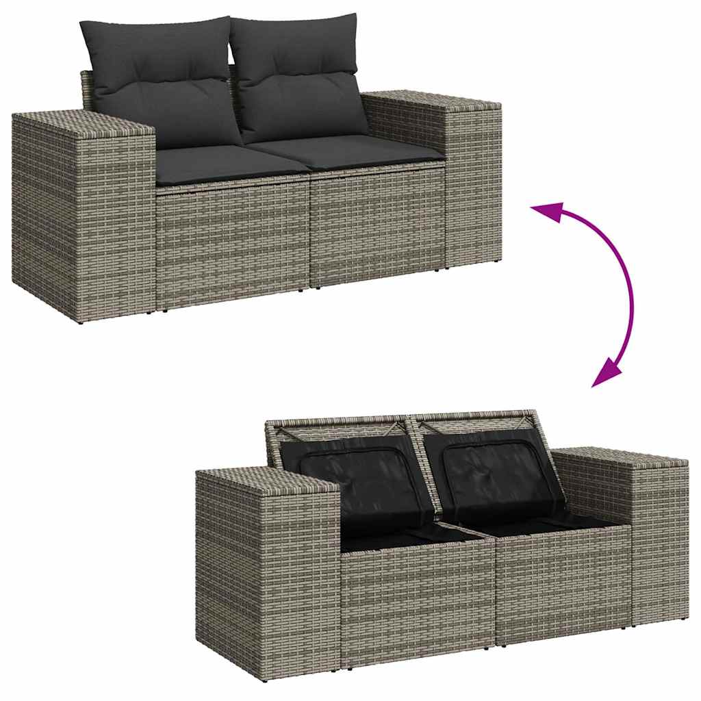 9-dijelni set vrtnih sofa od poliratana s jastucima sivi