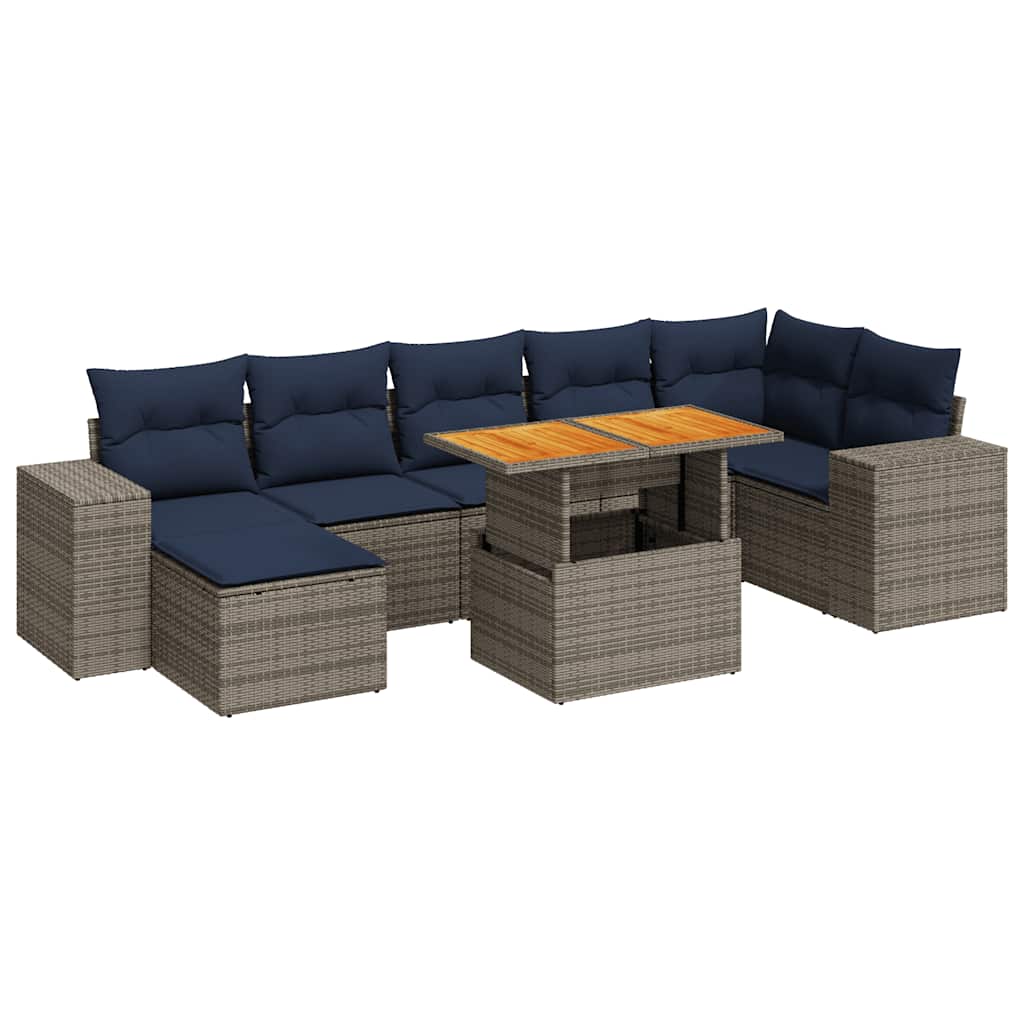 8-dijelni set vrtnih sofa od poliratana s jastucima sivi