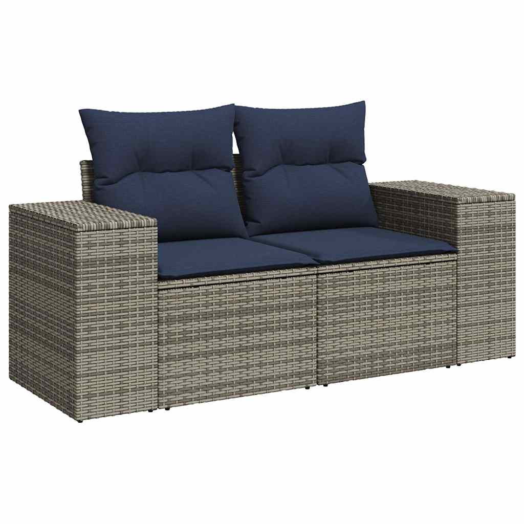 8-dijelni set vrtnih sofa od poliratana s jastucima sivi