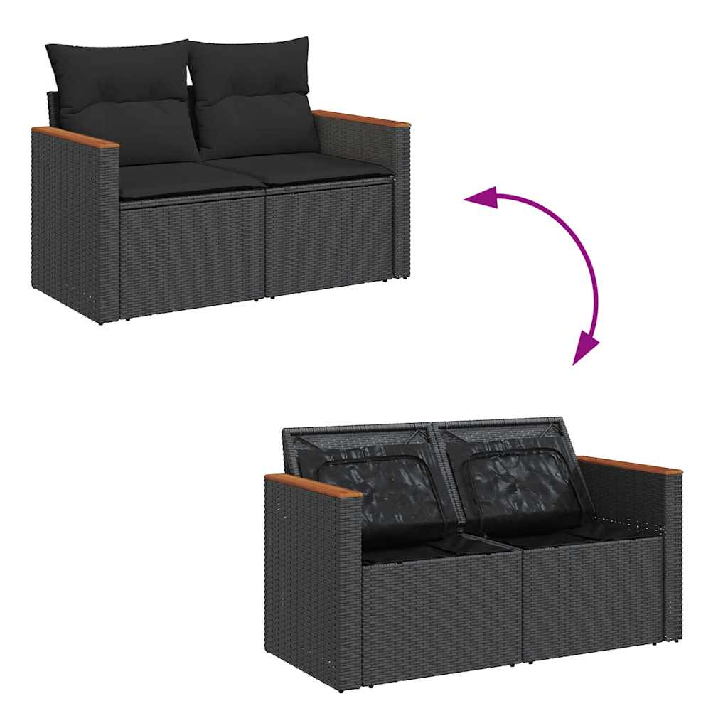 6-dijelni set vrtnih sofa s jastucima crni od poliratana bagrem