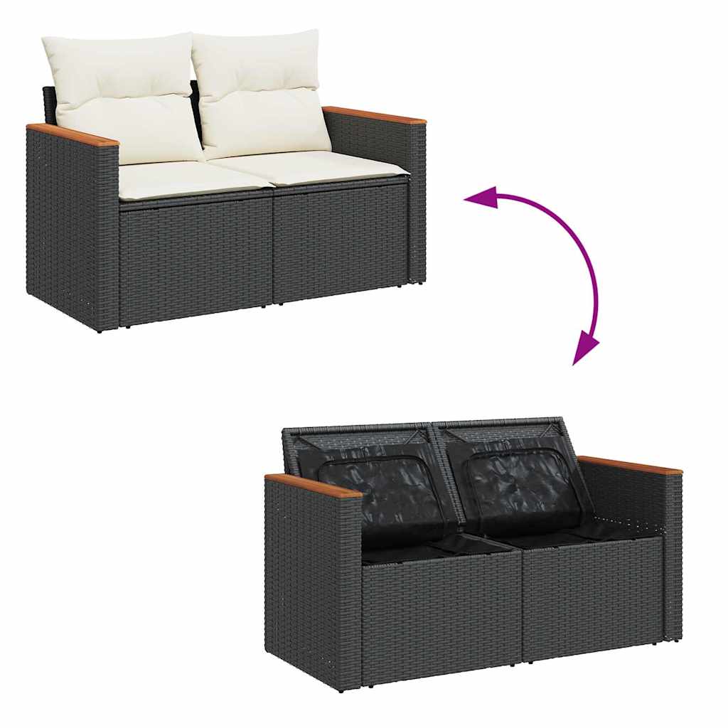 7-dijelni set vrtnih sofa od poliratana s jastucima crni bagrem