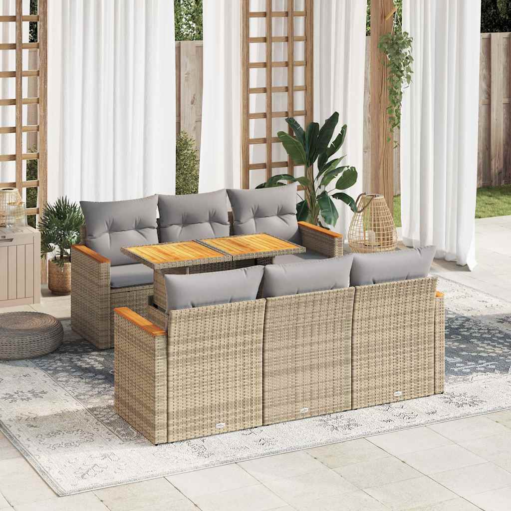 7-dijelni set vrtnih sofa s jastucima bež od poliratana bagrem