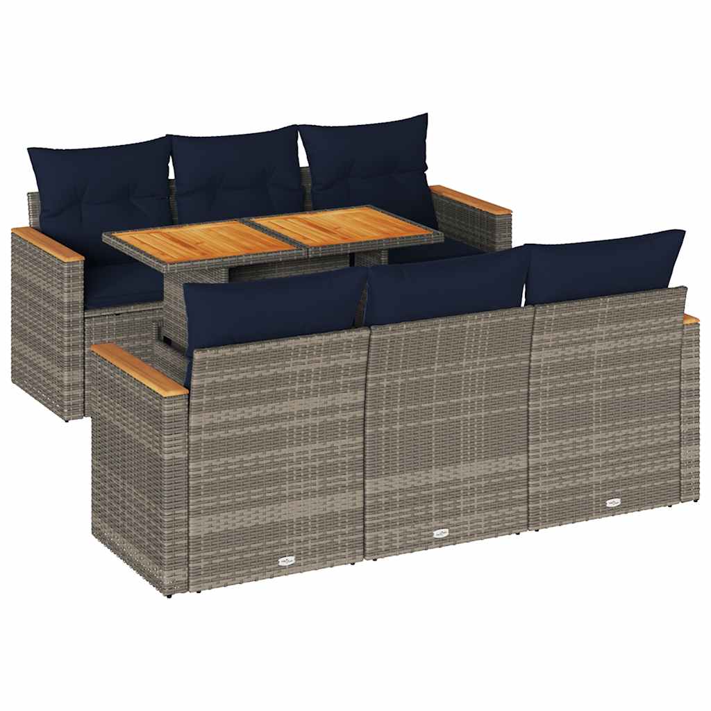 7-dijelni set vrtnih sofa sivi od poliratana