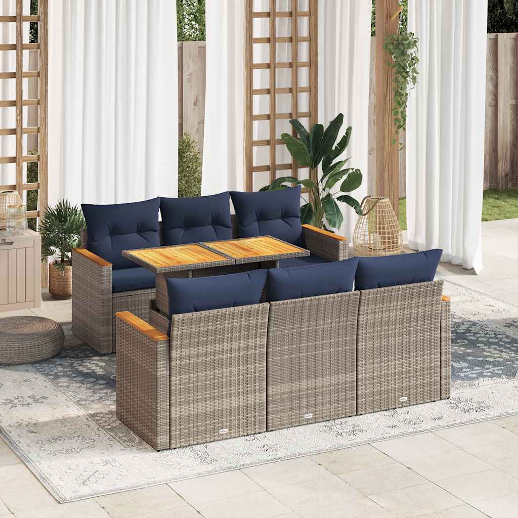 7-dijelni set vrtnih sofa sivi od poliratana
