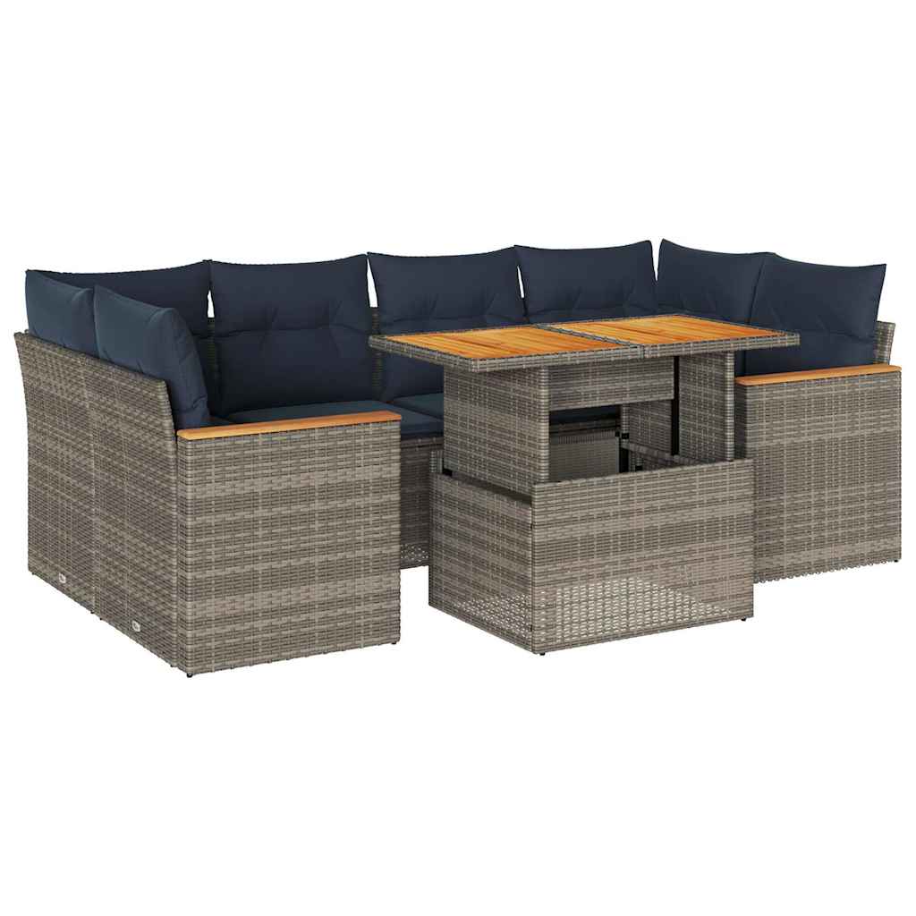 7-dijelni set vrtnih sofa sivi od poliratana