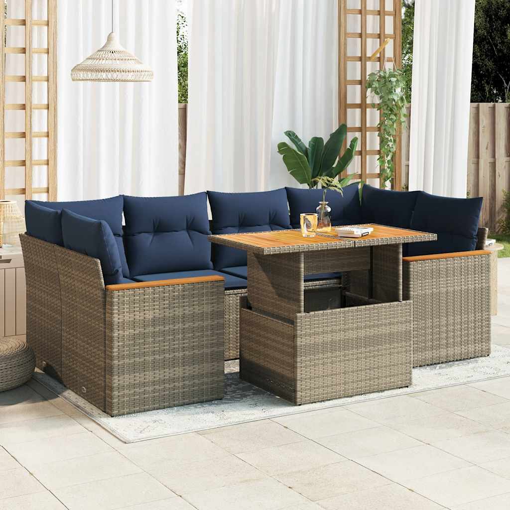 7-dijelni set vrtnih sofa sivi od poliratana