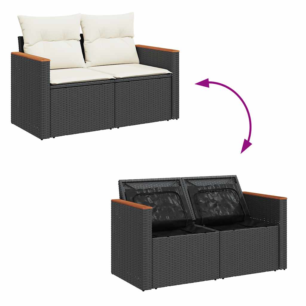 6-dijelni set vrtnih sofa s jastucima crni od poliratana bagrem