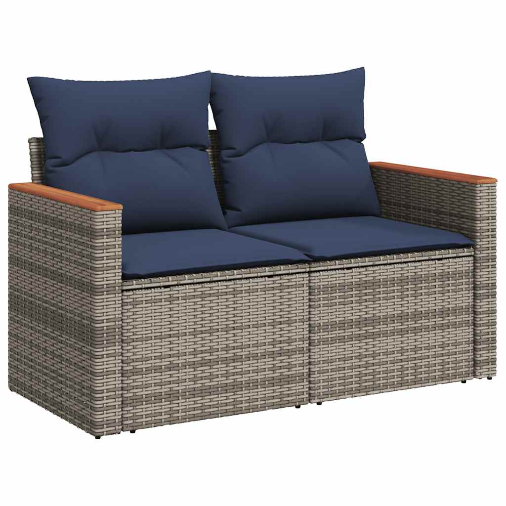 9-dijelni set vrtnih sofa od poliratana s jastucima sivi