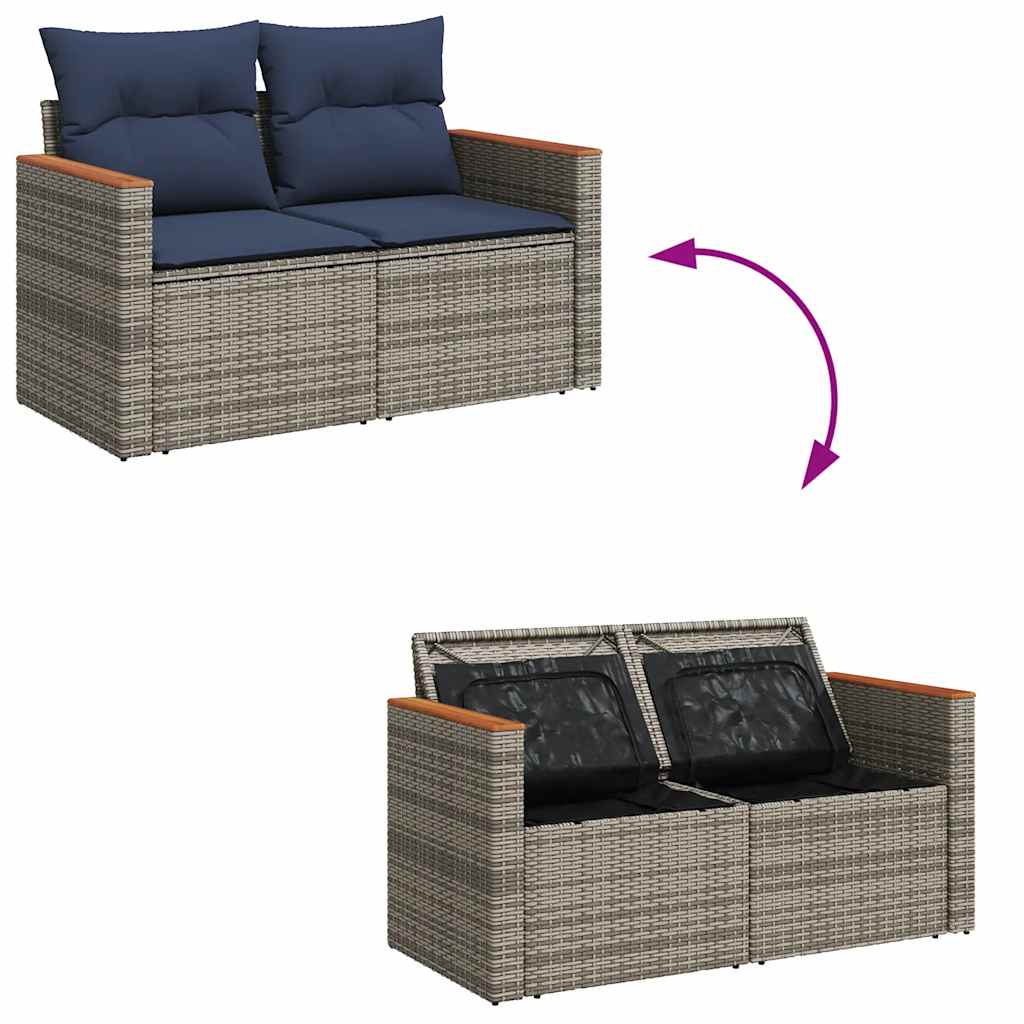 9-dijelni set vrtnih sofa od poliratana s jastucima sivi