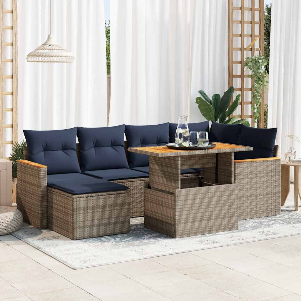 7-dijelni set vrtnih sofa sivi od poliratana