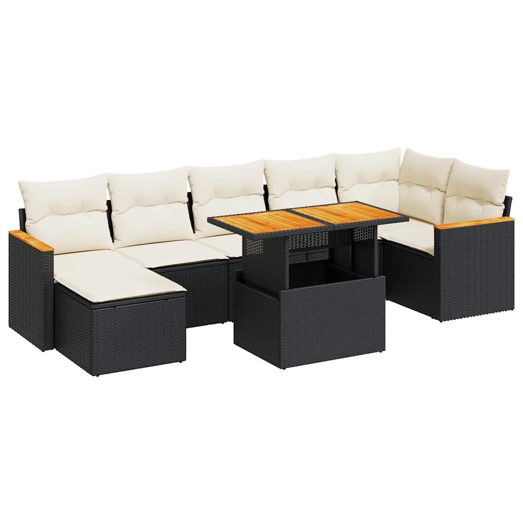 8-dijelni set vrtnih sofa od poliratana s jastucima crni bagrem
