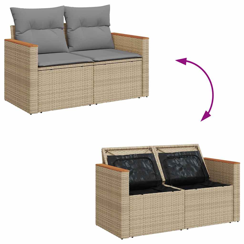 8-dijelni set vrtnih sofa od poliratana s jastucima bež bagrem