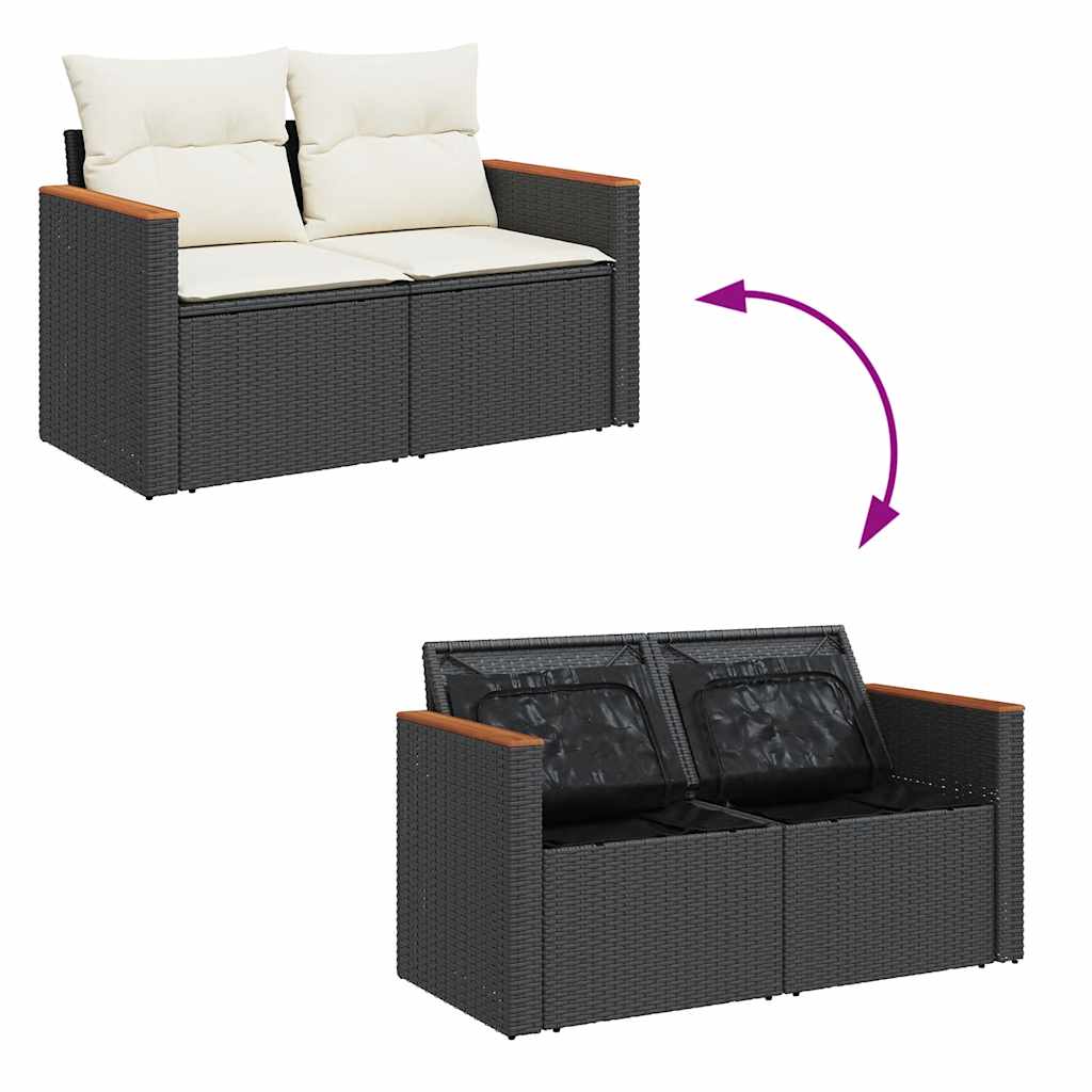 9-dijelni set vrtnih sofa s jastucima crni od poliratana bagrem
