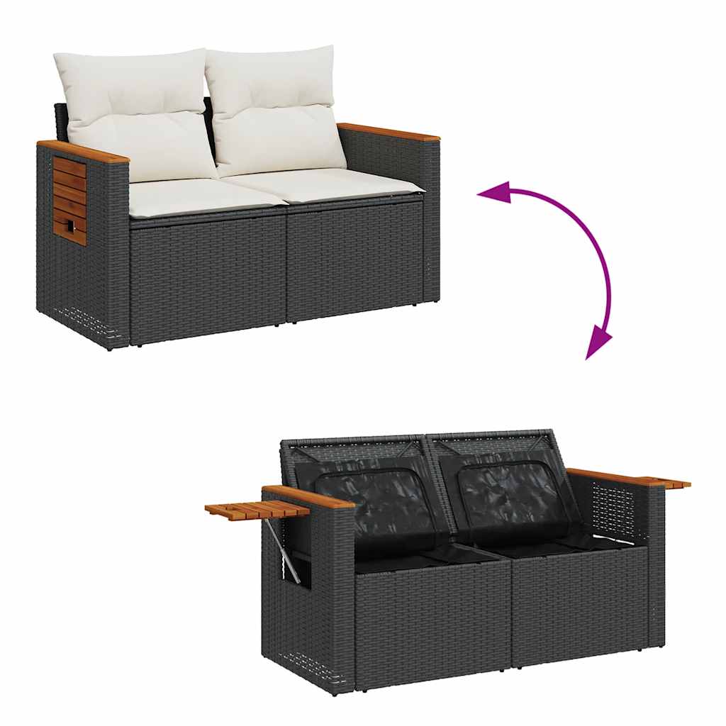 7-dijelni set vrtnih sofa od poliratana s jastucima crni bagrem
