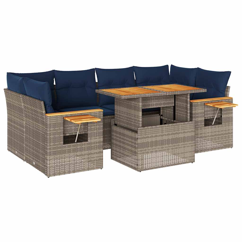 7-dijelni set vrtnih sofa sivi od poliratana