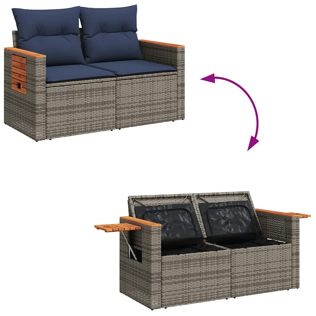 7-dijelni set vrtnih sofa sivi od poliratana