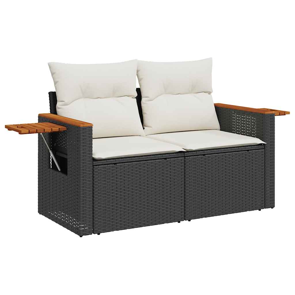8-dijelni set vrtnih sofa od poliratana s jastucima crni bagrem