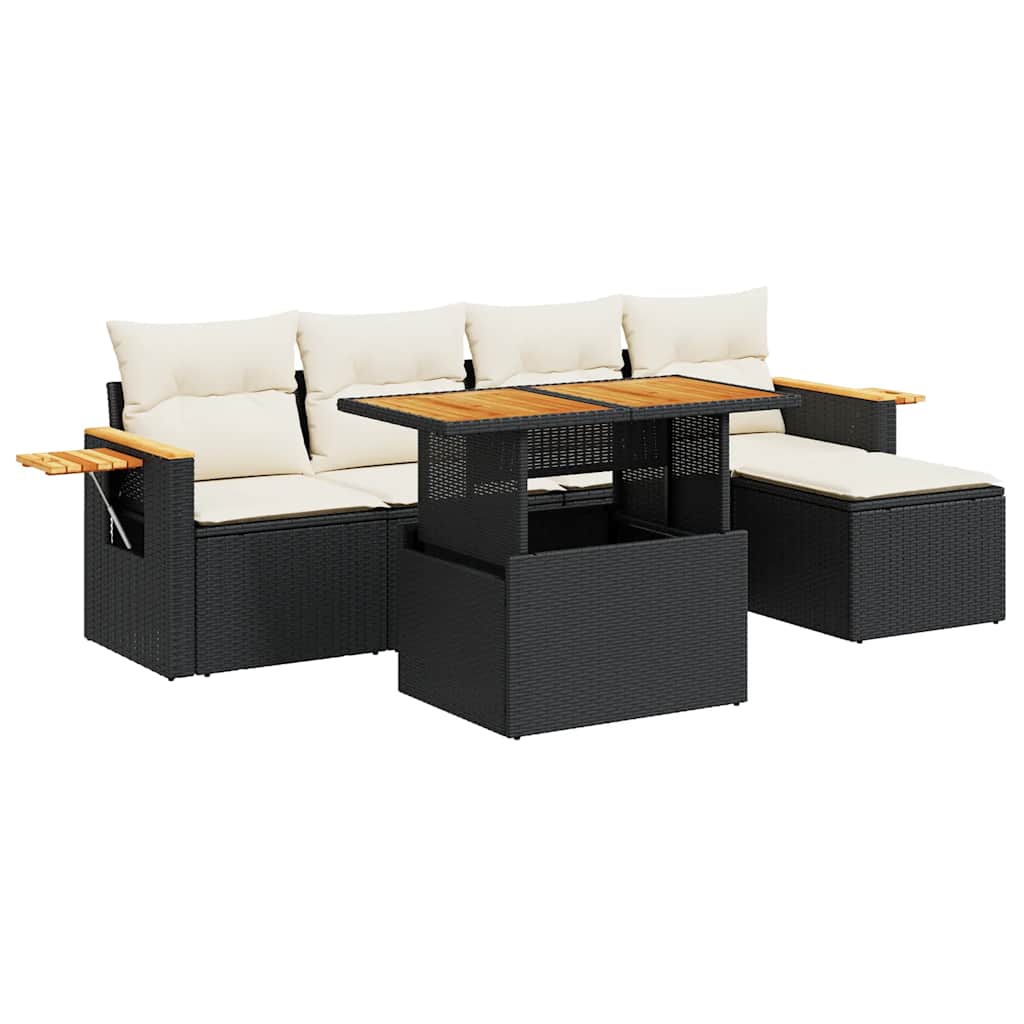 6-dijelni set vrtnih sofa s jastucima crni od poliratana bagrem
