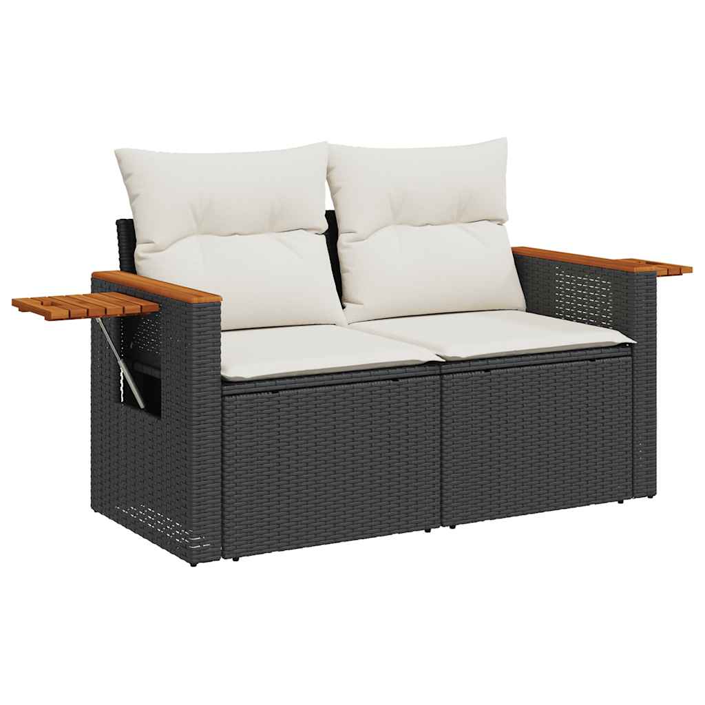 6-dijelni set vrtnih sofa s jastucima crni od poliratana bagrem