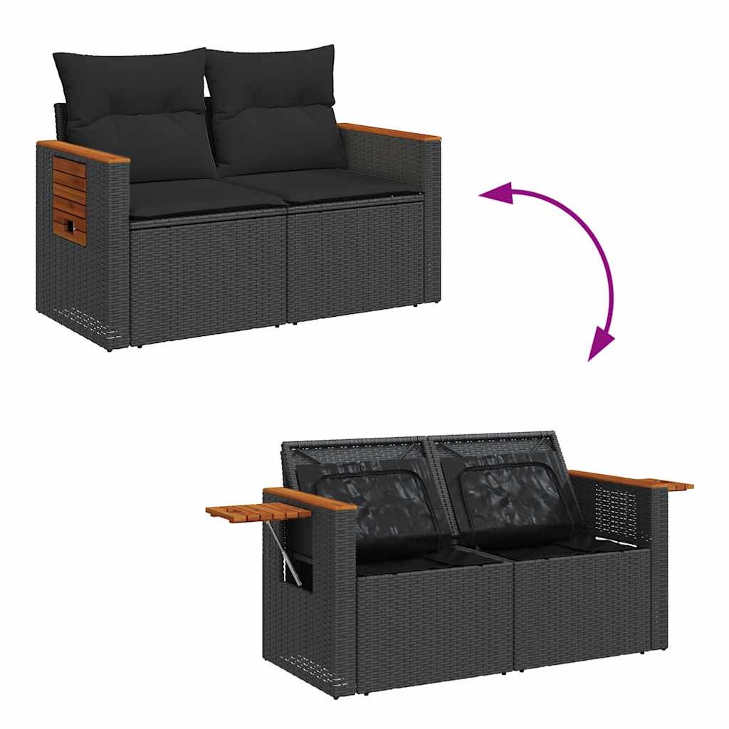 8-dijelni set vrtnih sofa od poliratana s jastucima crni bagrem
