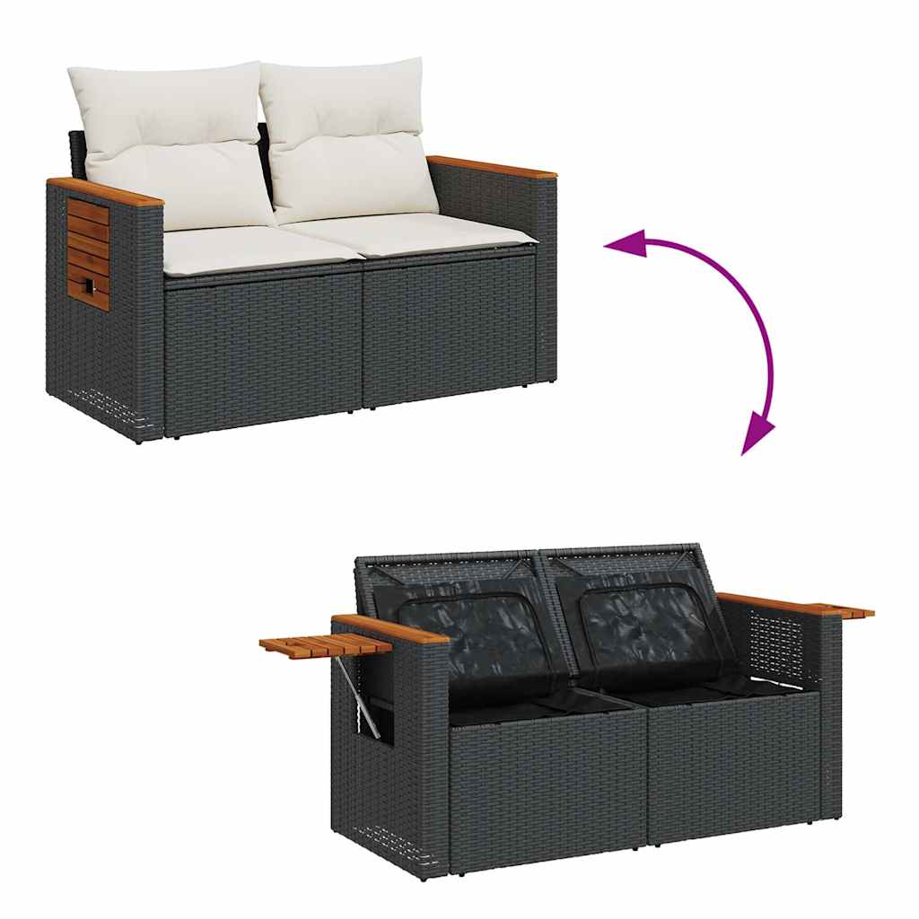 9-dijelni set vrtnih sofa s jastucima crni od poliratana bagrem