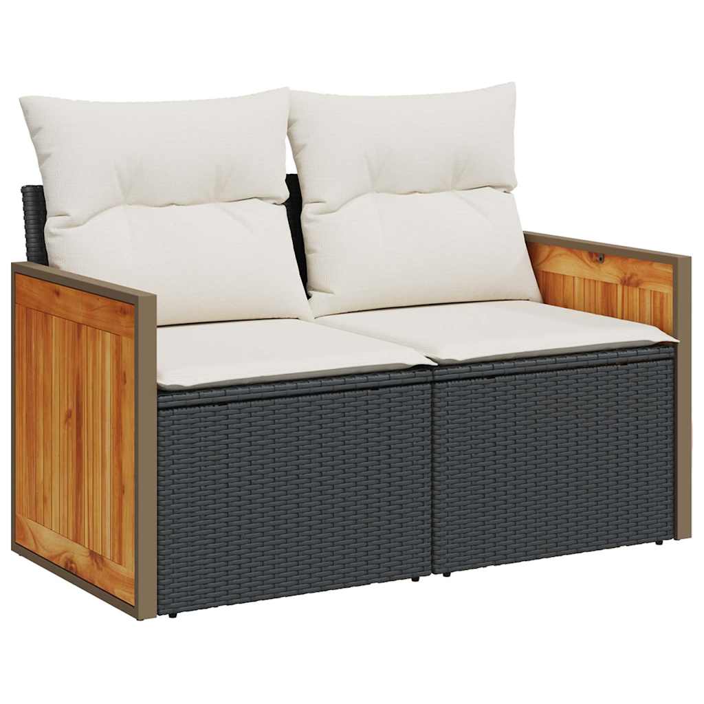 7-dijelni set vrtnih sofa od poliratana s jastucima crni bagrem