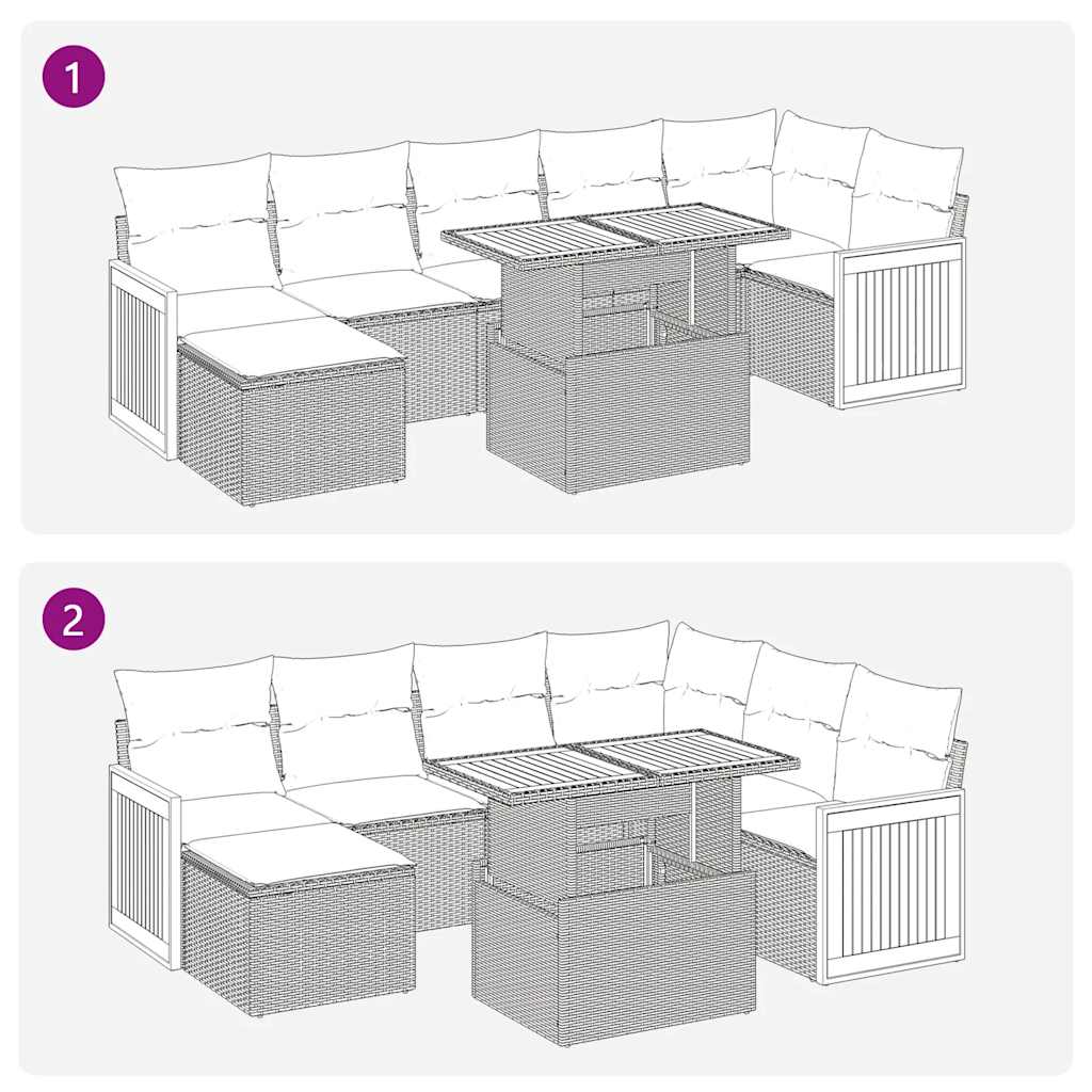 8-dijelni set vrtnih sofa od poliratana s jastucima crni bagrem