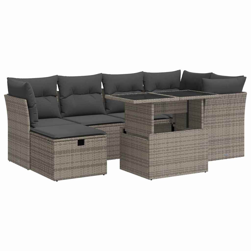 7-dijelni set vrtnih sofa sivi od poliratana