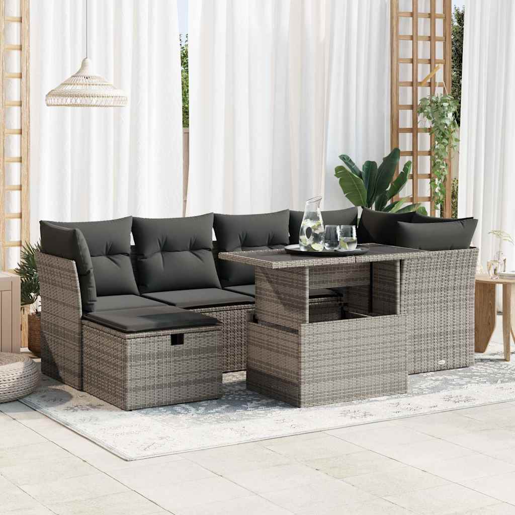 7-dijelni set vrtnih sofa sivi od poliratana