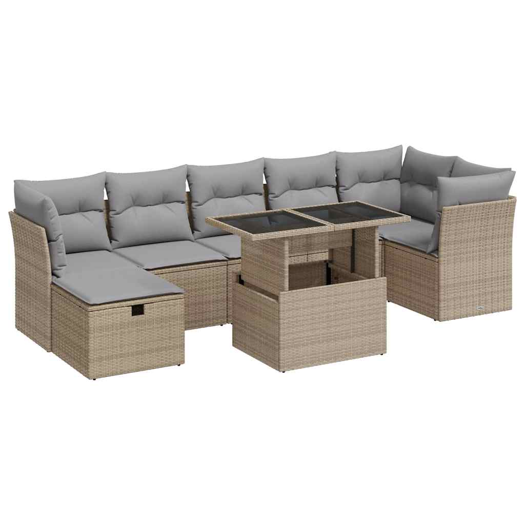 8-dijelni set vrtnih sofa od poliratana s jastucima bež