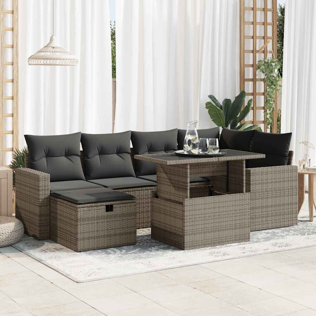 7-dijelni set vrtnih sofa sivi od poliratana
