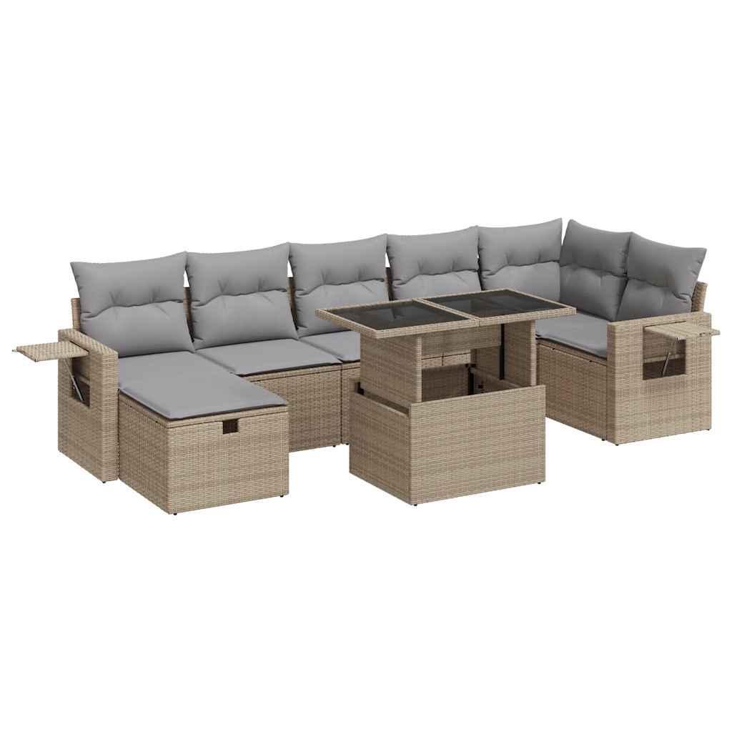8-dijelni set vrtnih sofa od poliratana s jastucima bež