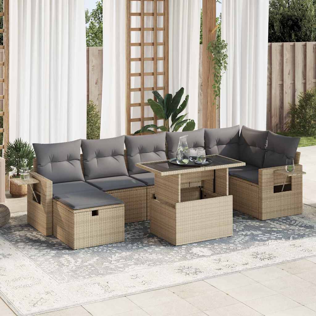 8-dijelni set vrtnih sofa od poliratana s jastucima bež