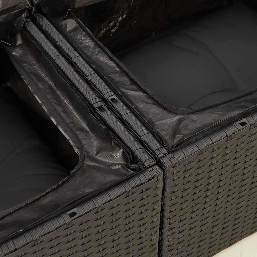 9-dijelni set vrtnih sofa s jastucima crni od poliratana