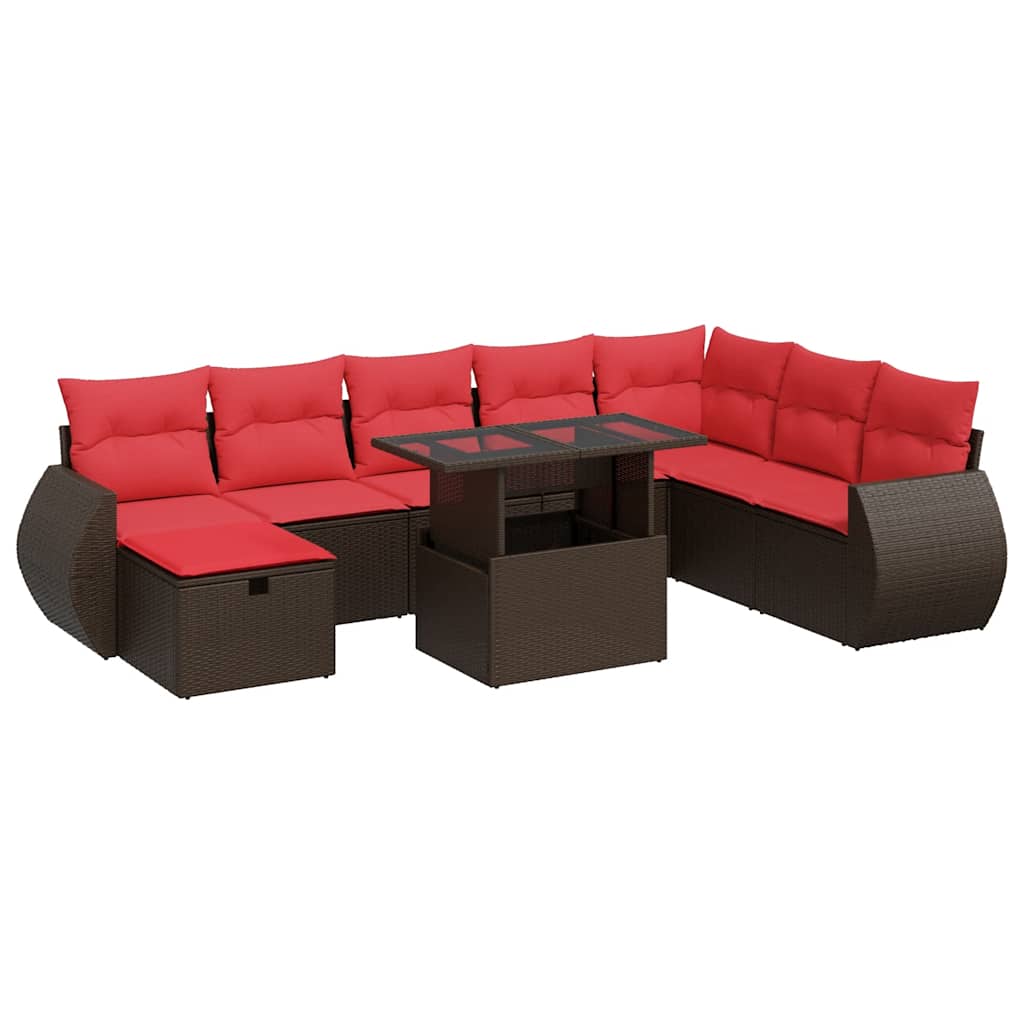9-dijelni set vrtnih sofa s jastucima crni od poliratana bagrem