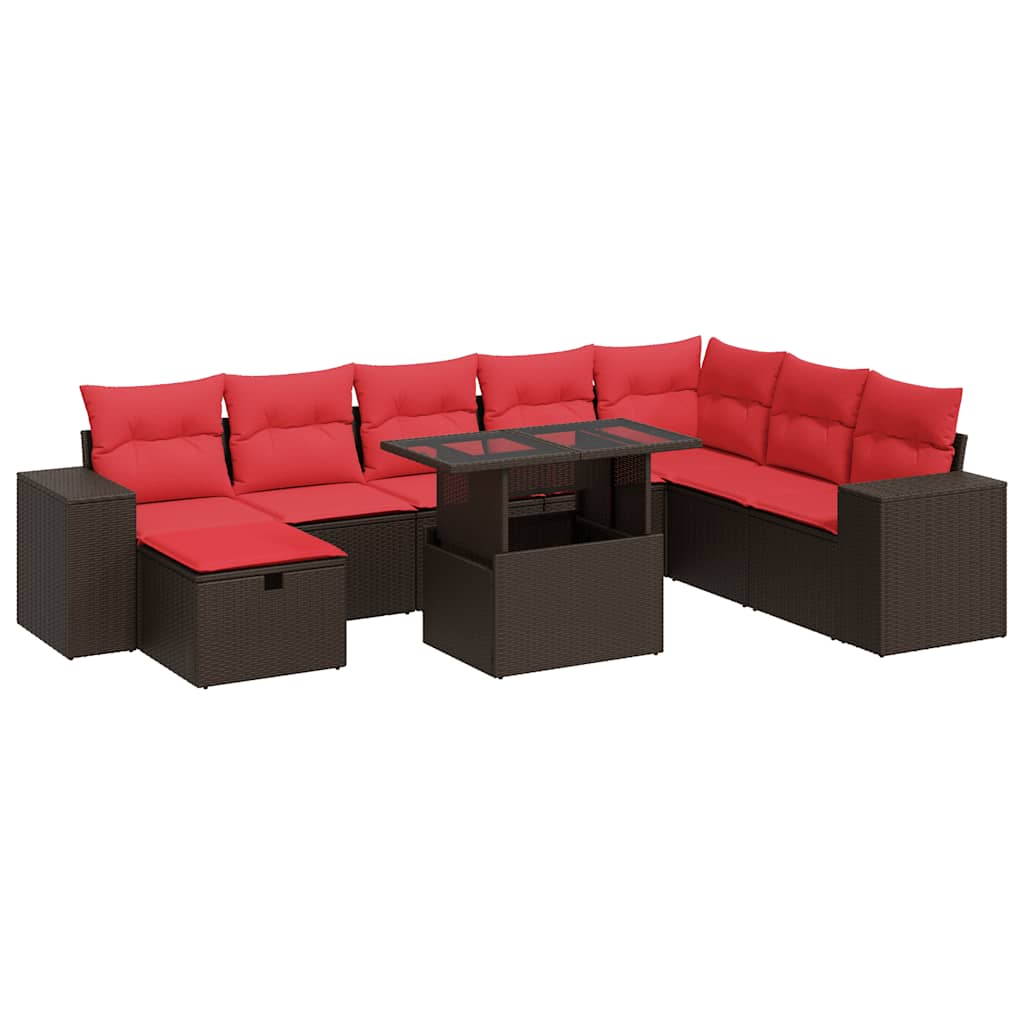 9-dijelni set vrtnih sofa s jastucima crni od poliratana bagrem