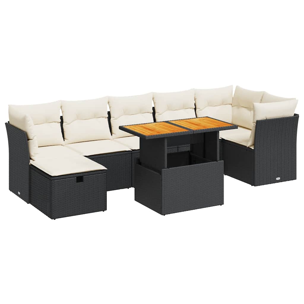 8-dijelni set vrtnih sofa od poliratana s jastucima crni bagrem