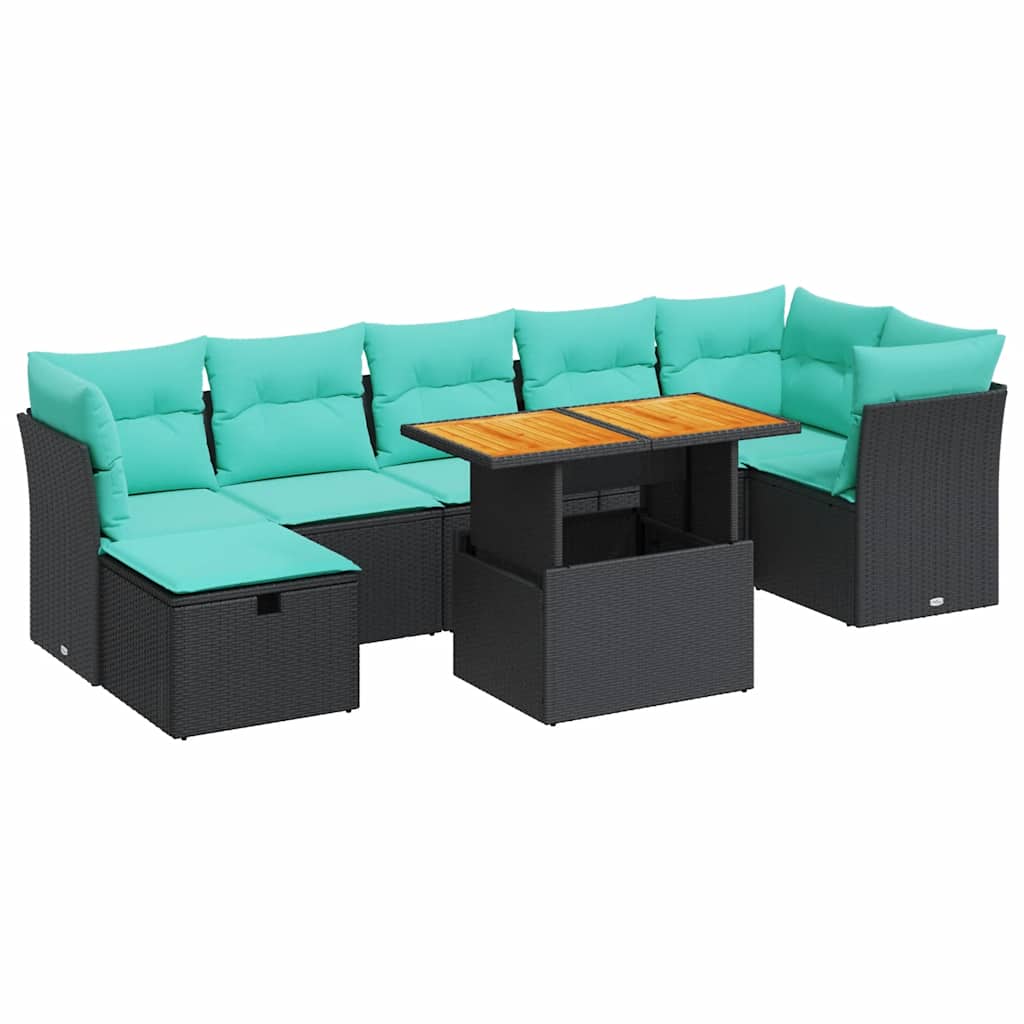 8-dijelni set vrtnih sofa od poliratana s jastucima sivi bagrem