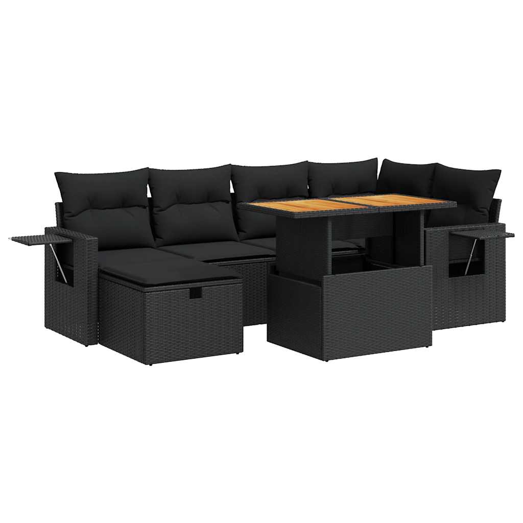 8-dijelni set vrtnih sofa od poliratana s jastucima crni bagrem