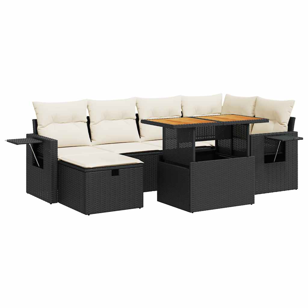 8-dijelni set vrtnih sofa od poliratana s jastucima crni bagrem
