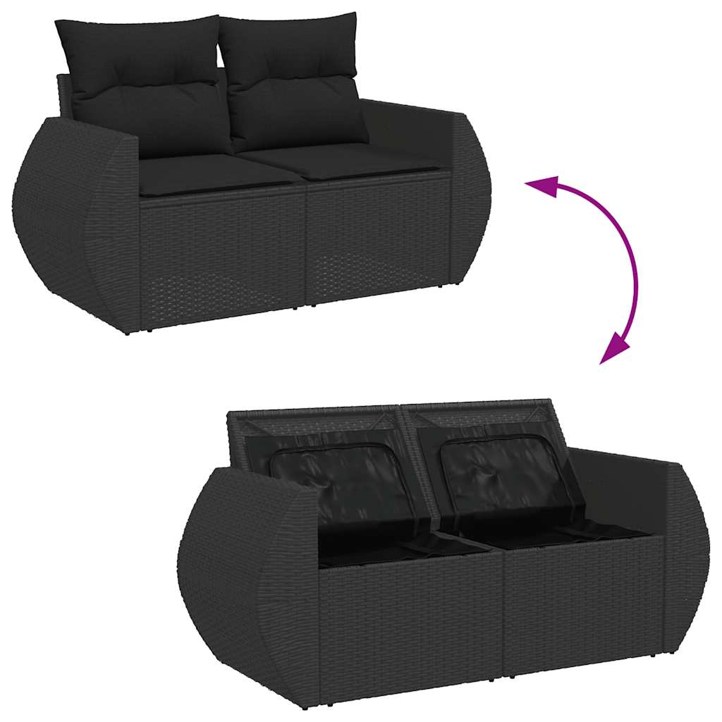 6-dijelni set vrtnih sofa s jastucima crni od poliratana bagrem