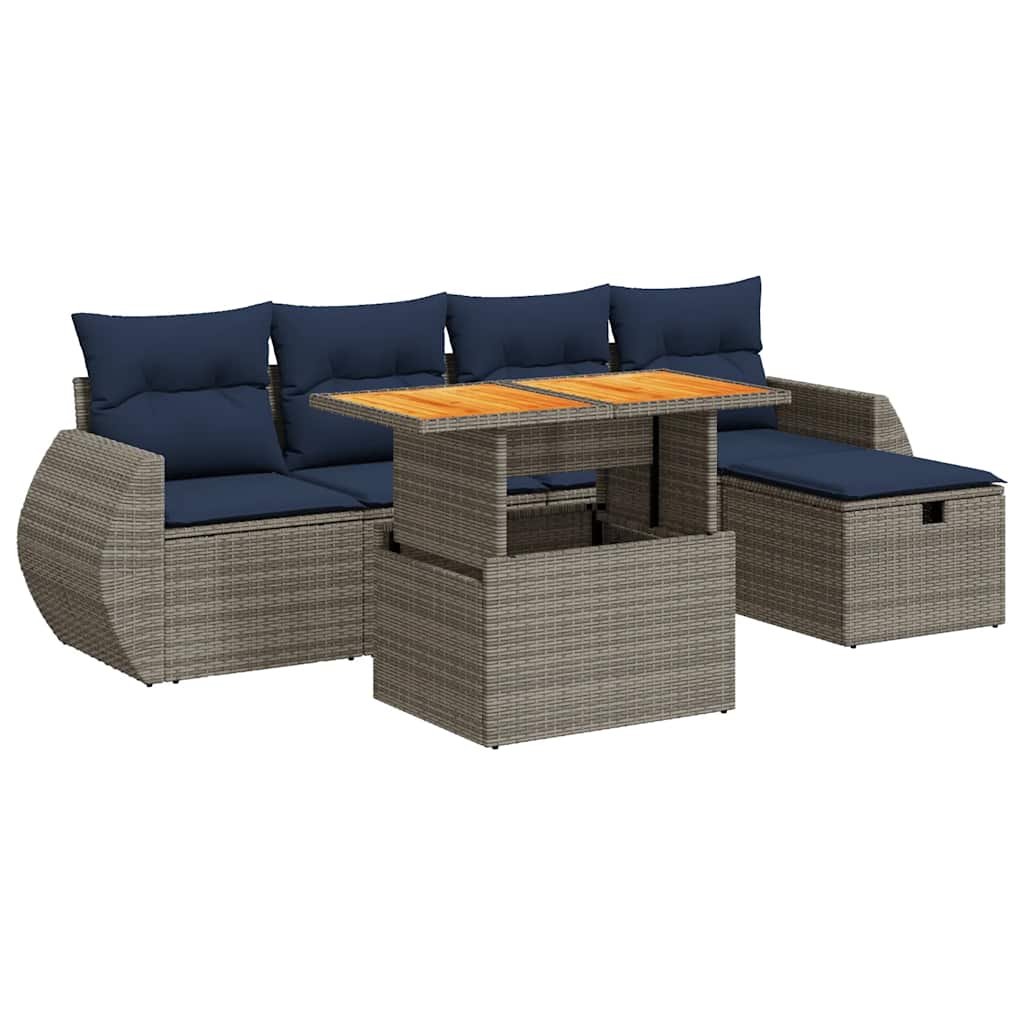 6-dijelni set vrtnih sofa s jastucima crni od poliratana bagrem