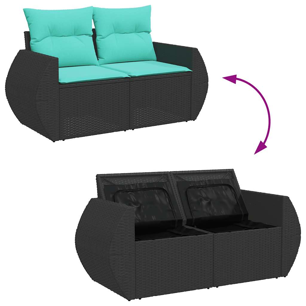 7-dijelni set vrtnih sofa poliratan i bagrem s jastucima sivi