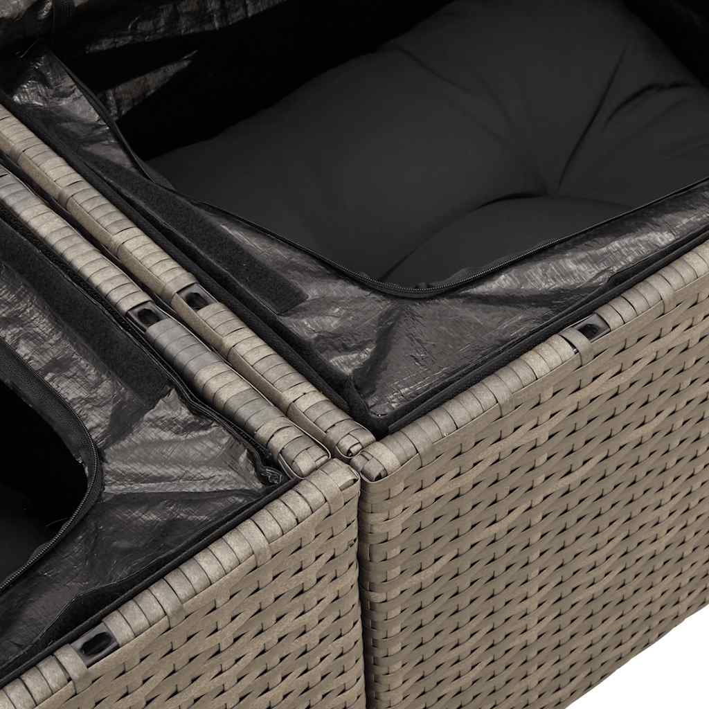 9-dijelni set vrtnih sofa poliratan i bagrem s jastucima sivi