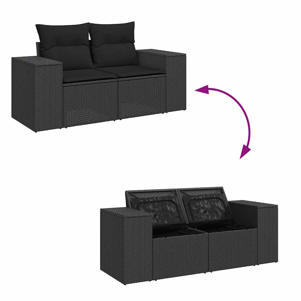 8-dijelni set vrtnih sofa od poliratana s jastucima crni bagrem
