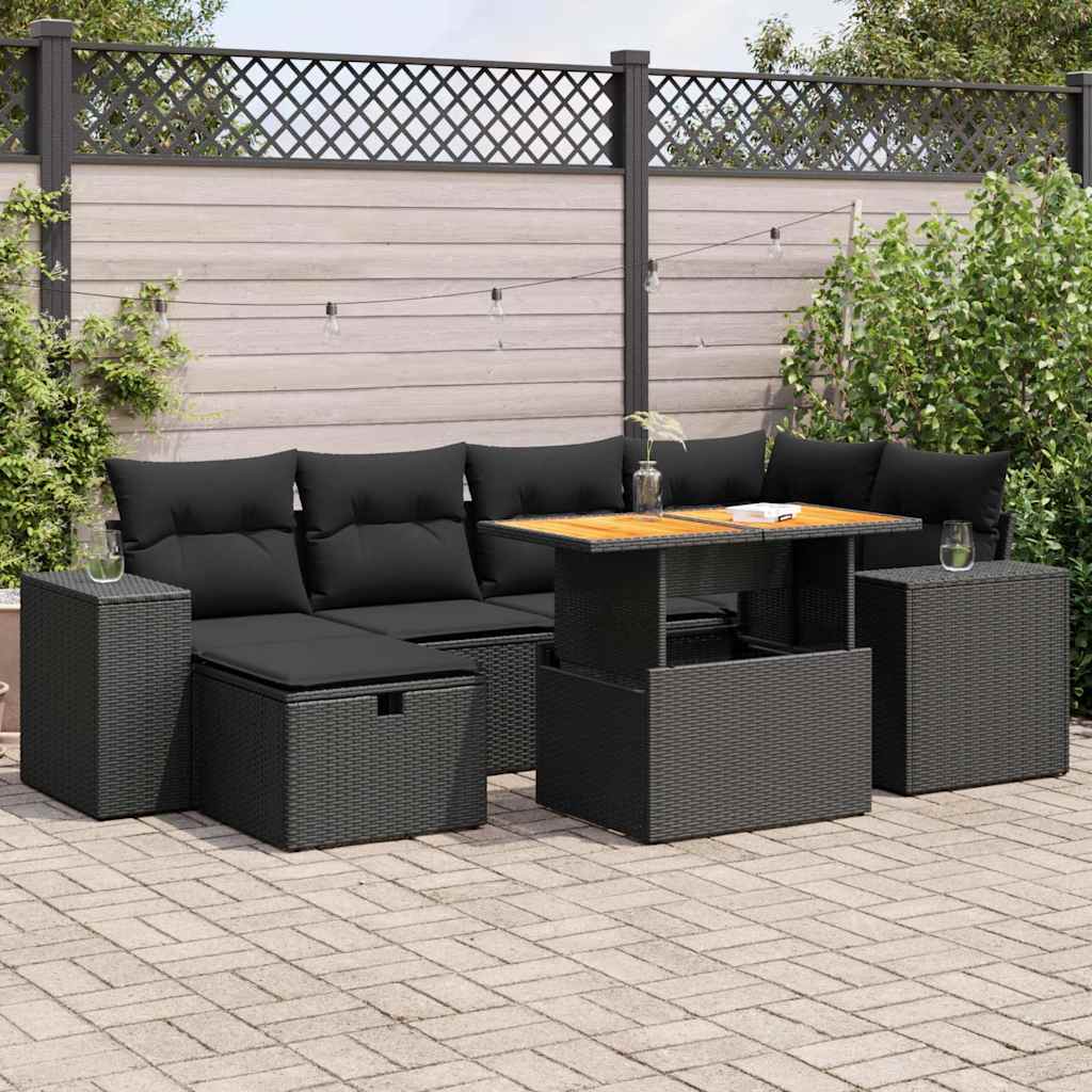 8-dijelni set vrtnih sofa od poliratana s jastucima crni bagrem
